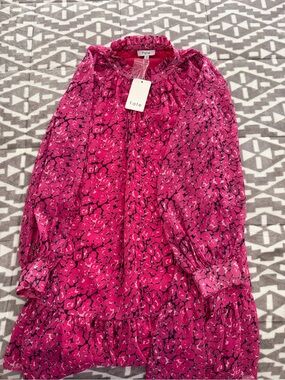 Fate Hot Pink Floral Ruffle Dress